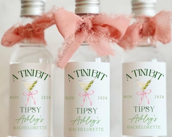 Custom Martini Mini Shot Labels: Tini Bit Tipsy Bachelorette Party Favors