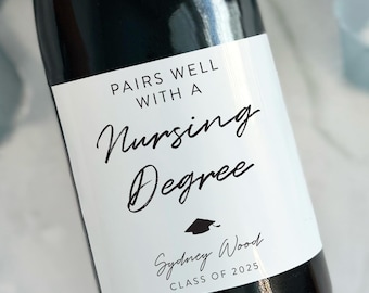 Nursing Degree gift, Nurse Graduation Gift, Nurse Wine label Gift, Nurse Gift Box, Nurse Card, Delivery Nurse Gift