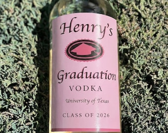 Custom Graduation Vodka Label: 750ml/ 1.75 Liter, Funny Gift for Him/Her