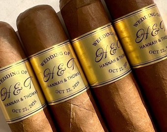 Custom Wedding Cigar Labels, Groomsmen Gift, Gold Band