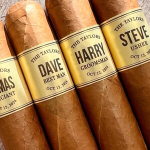 Personalized Wedding Cigar Bands, Groomsmen Cigar Wraps, Gold Cigar Labels, Best Man, Groomsman Proposal Gift Box, Wedding Cigar bar favors