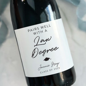 Law School graduation gift, Law degree wine/ whiskey label, Bar exam