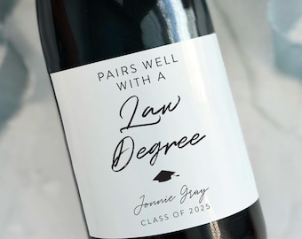 Law School graduation gift, Law degree wine label, Bar exam gift, Female Lawyer Gift, Lawyer Gift, Law Student Gift for men
