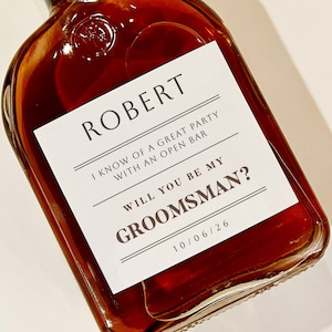 Groomsmen proposal whiskey label, Best Man proposal, Will you be my Groomsman, usher proposal, wedding gift ideas, Bridesman proposal