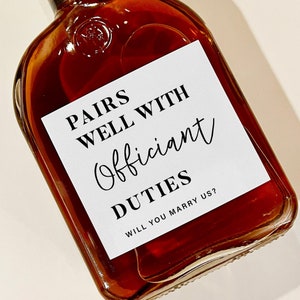 Officiant Whiskey Label, Pairs well with officiant duties, Officiant Gift, Wedding Officiant Liquor Label, Officiant Wedding Gift