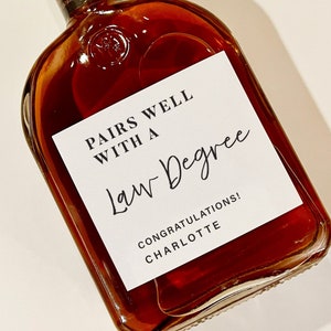 Law School graduation gift, Law degree whiskey label, Bar exam gift, Female Lawyer Gift, Lawyer Gift, Law Student Gift for men, Class 2025