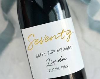 70th Birthday Wine Label: Personalized Seventy Gift