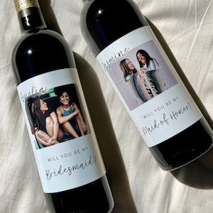 Bridesmaid Photo wine label - custom wine label - Bridesmaid Proposal, Maid of honor wine label - wedding decor - bridesmaid proposal gift