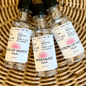 Bridesmaid Mini Tequila Labels, Casamigos Mini Tequila Shot, Bridesmaid Proposal Gift Box, Tequila Sticker, Maid of Honor Proposal Box ideas
