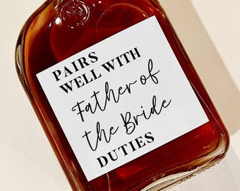 Father of the Bride Gift, Whiskey Label, Father of the Groom Liquor Label, In-Law Wedding Gift, Wedding Thank You to Parents Gift