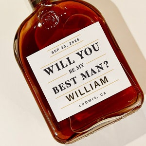 Best Man whiskey label,  Groomsman proposal gifts, Bourbon label, Custom whiskey label, Best Man gift, Personalized Custom Groomsmen gifts