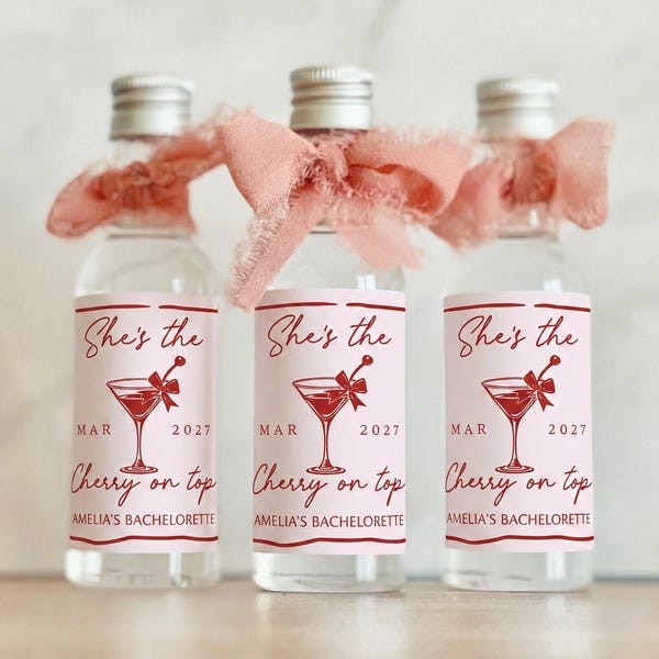 She's The Cherry on Top Mini Shot Labels: Bachelorette Party Favors