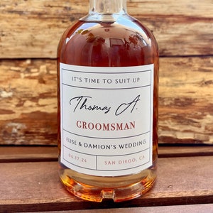 Groomsmen Gift, Groomsman Proposal Gift Box label, custom whiskey label, best man gift, Man of Honor gift, Usher gift, custom liquor label