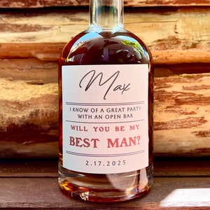 Best Man, Groomsmen Proposal Box Whiskey label, custom whiskey label, best man gift, Man of Honor gift, Usher Proposal gift, custom liquor