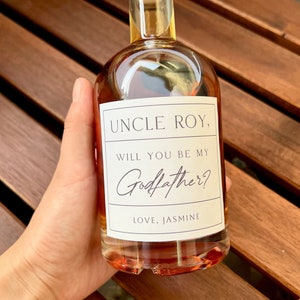 Custom godfather whiskey label, godmother proposal gift, godfather proposal gift, Personalized whiskey label, custom liquor label