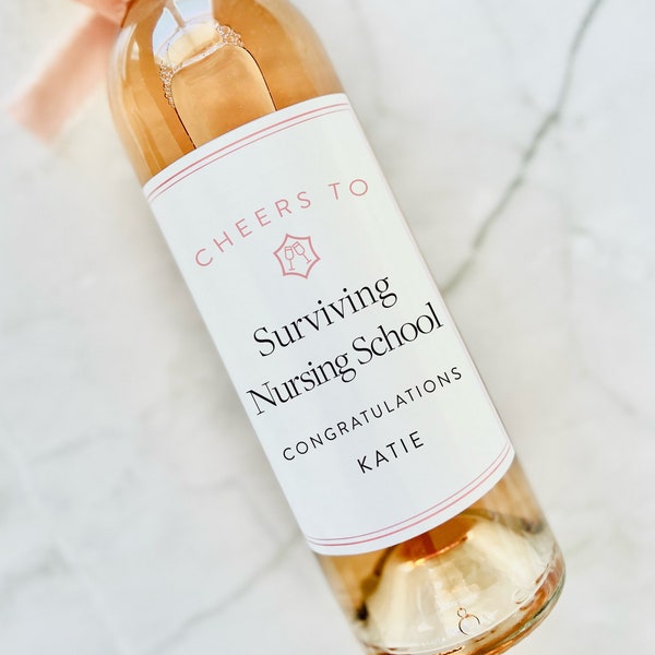 Nursing Milestone gift, Nurse Graduation Gift, Nurse Wine label Gift, Nurse Gift Box, Surviving Nursing school, Nurse Card