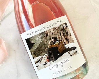 Custom photo label, Engagement Gifts for Couple, Newly Engaged Gifts for Couple, Engagement wine label, photo engagement gift, she said yes