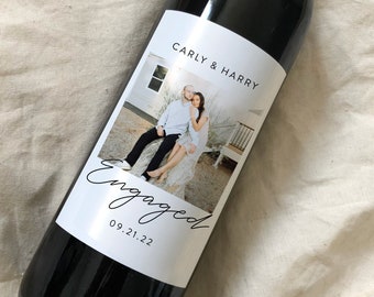 Custom photo label, Engagement Gifts for Couple, Newly Engaged Gifts for Couple, Engagement wine label, photo engagement gift, she said yes