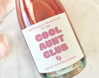 Cool Aunt Club Wine Label, Pregnancy Announcement Gift