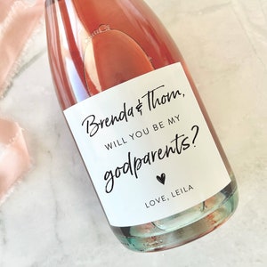 Godparent proposal Wine Label, Will you be my Godparents, Godmother, Godfather, Pregnancy Announcement wine label,  personalized champange