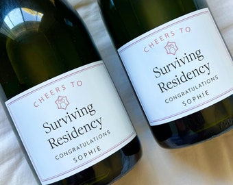 Surviving Residency Custom Wine Label, Champagne Label, Doctor Gift. Graduation Gift. MD. DO. Med School, Physician, Resident Milestone gift