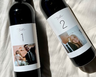 Custom Photo Table Numbers - Table Wine Labels - Wedding Table Wine - Wedding Wine Label - Table Allocation Label - Wine Label Seating Plan