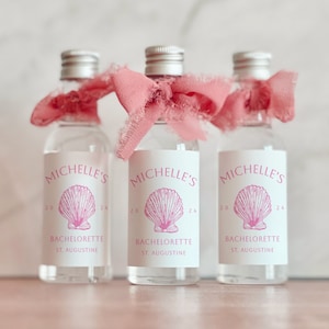 Bachelorette Shooter Party Favors, Custom Bachelorette label, Beach Bachelorette mini liquor label, Bridal Shower party