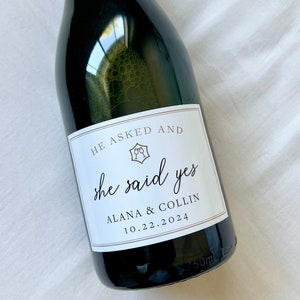 He Asked & She said Yes Champagne Label, Engagement wine label, Engagement Gift, Wedding Plan Gift, Engagement gift ideas