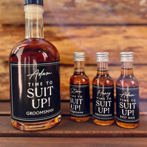 Groomsmen proposal Whiskey label, Custom Groomsman mini shot label, best man gift, Usher Proposal gift, Father of the bride whiskey gift