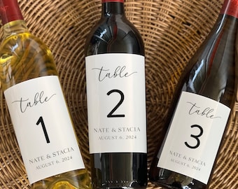 Table numbers wedding wine labels  - Wedding Table Wine - Wedding Wine Label - Table Allocation Label - Seating Chart -Seating Plan