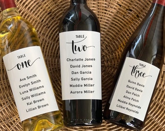 Custom Table Numbers Wine Labels - Wedding Table Wine - Wedding Wine Label - Table Allocation Label - Wine Label Seating Chart -Seating Plan