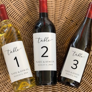 Table numbers wedding wine labels  - Wedding Table Wine - Wedding Wine Label - Table Allocation Label - Seating Chart -Seating Plan