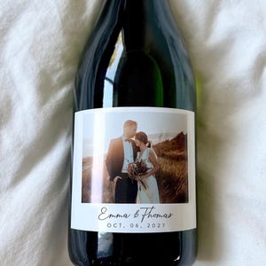 Custom Photo Champagne Label - Custom Engagement Wine Label - Anniversary gifts, Newly engaged couple Gifts, Happy anniversary, wedding gift