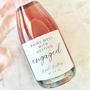 Pairs well with getting engaged, Engagement Gifts, Engagement Wine Label, Bride Gift Ideas, Engagement Gift for couples, Newly engaged