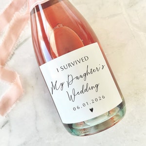 I Survived My Daughter's Wedding, Parents Wedding Gifts, Funny Father Of The Bride, Wedding Thank You to Parents Gift Wine Label