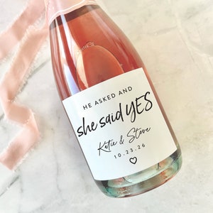 He Asked & She said Yes Champagne Label, Engagement wine label, Engagement Gift, Wedding Plan Gift, Engagement gift ideas