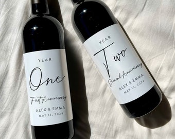Wedding Anniversary Sign Book Labels - Bridal Shower Gift - Milestones Wine Labels, Engagement Gift for her, Engagement wine label