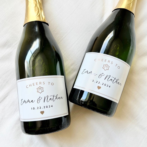 Custom Wedding or Engagement  Mini Champagne, Full Size Champagne, Mini Wine or Full Size Wine Label, Gift for new couples