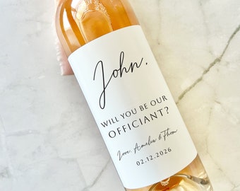 Custom Officiant Wine Label: Wedding Proposal Gift