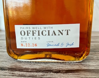 Etiqueta personalizada para whisky del oficiante: Etiqueta para caja de regalo de padrinos de boda