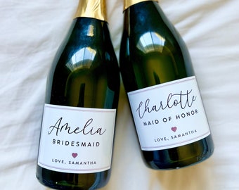 Bridesmaids Mini Champagne Bottle Labels - Bridesmaids gifts, Bachelorette party, Mini Champagne Bottle Labels, Bridal shower favors