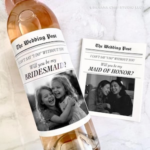 Bridesmaid Proposal Wine Label: Newspaper Style Gift