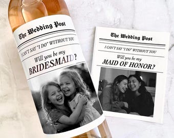 Bridesmaid Proposal Wine Label: Newspaper Style Gift