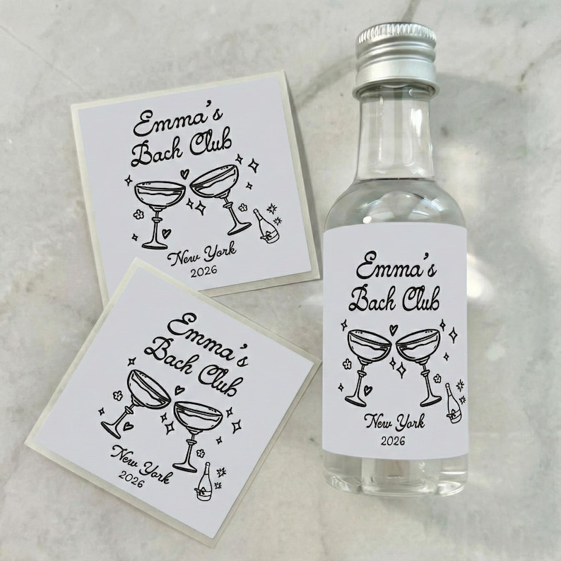 Personalized Bachelorette Party Mini Shot Label: Custom Location Bach Club image 2