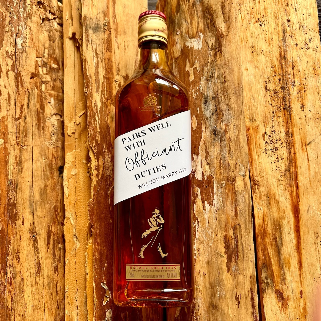 Officiant Proposal Whiskey Label, Pairs Well With Officiant Duties, Will You Marry Us Wedding