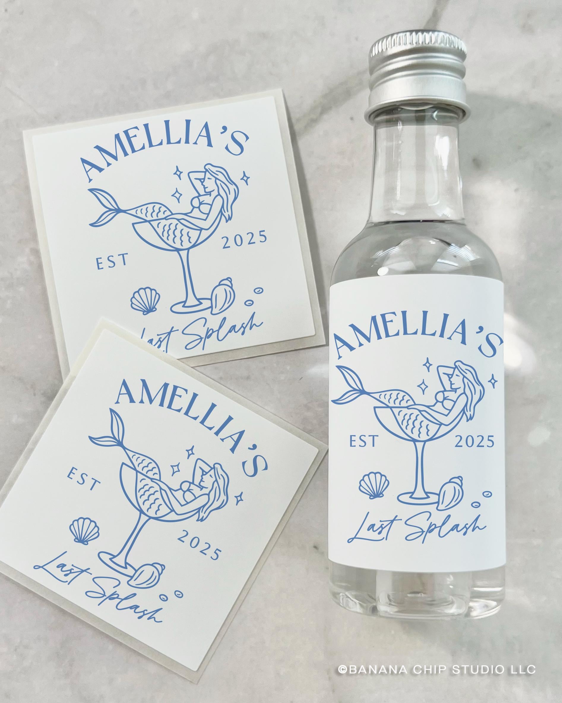 Last Splash Bachelorette Shooter Party Favors, Beach Bachelorette Mini shot label, Bach Weekend, Bridal Shower party, Coastal Bachelorette
