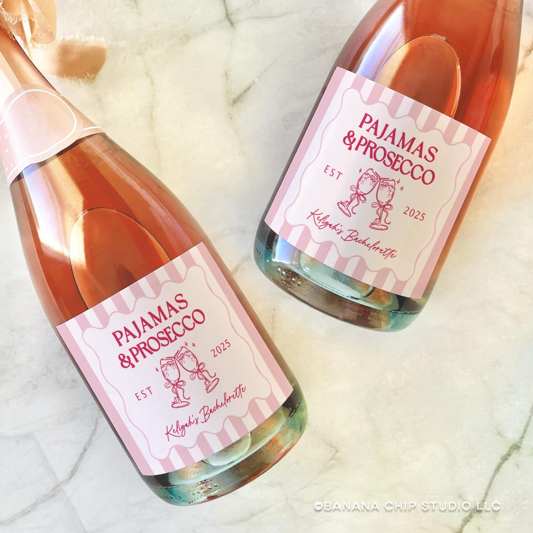 Pajamas & Prosecco Bachelorette Mini Shot and Champagne Labels - Etsy