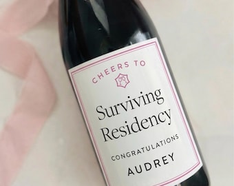 Surviving Residency Custom Wine Label, Doctor Graduation Gift
