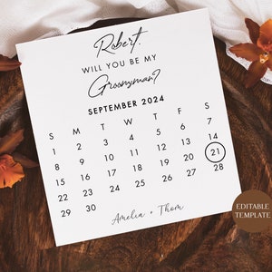 Cartão de padrinho, cartão de proposta de calendário de padrinho - padrinho, padrinho de casamento, pajem, padrinho de casamento, homem de honra, cartão digital de padrinhos