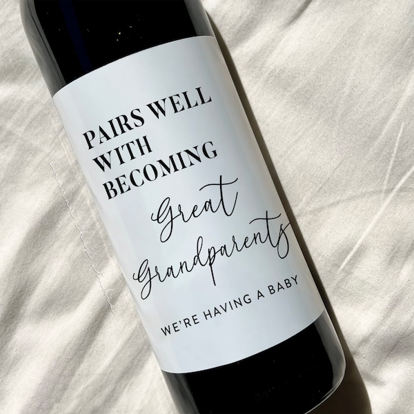 Great Grandparents Gift, Baby Announcement Wine Labels, Pregnancy Announcement wine label, Grandparent Announcement Gifts, Becoming Grandma